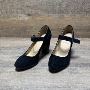 Me Too Crystal Black Suede Mary Jane Heels Women's Size 7.5